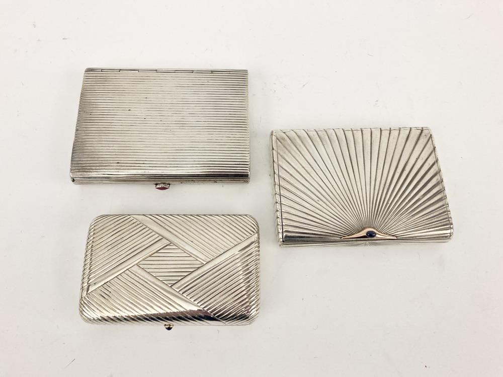 THREE RUSSIAN SILVER (84-FINE) CIGARETTE CASES. - Largest, 3 1/4" x 4 1/4"; Gross wt.: 16.8 troy oz. (1 of 7)