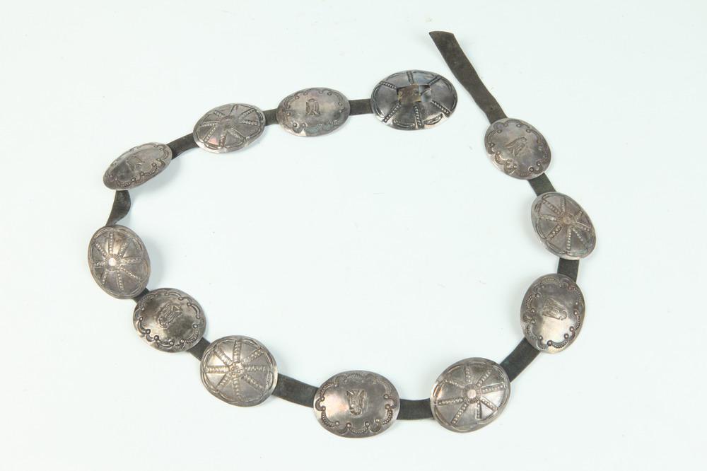 AMERICAN INDIAN SILVER CONCHA BELT, (1 of 1)