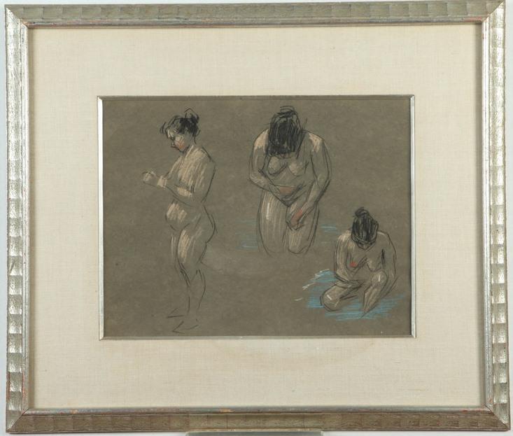 FRENCH SCHOOL (Early 20th Century). Studies of a Bather, Pencil and charcoal on paper. Unsigned.  . (1 of 1)