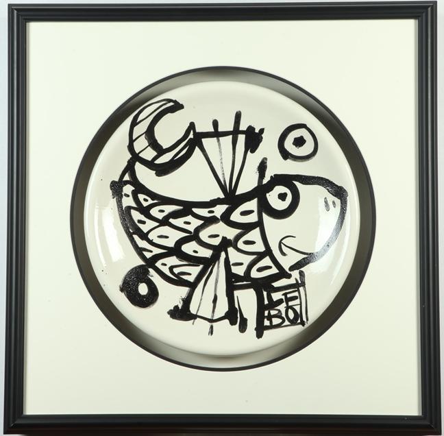 DAVID LE BATARD (LEBO) (Cuban / American, born 1972). Sermon on the Mount, Decorated ceramic plate. (1 of 1)