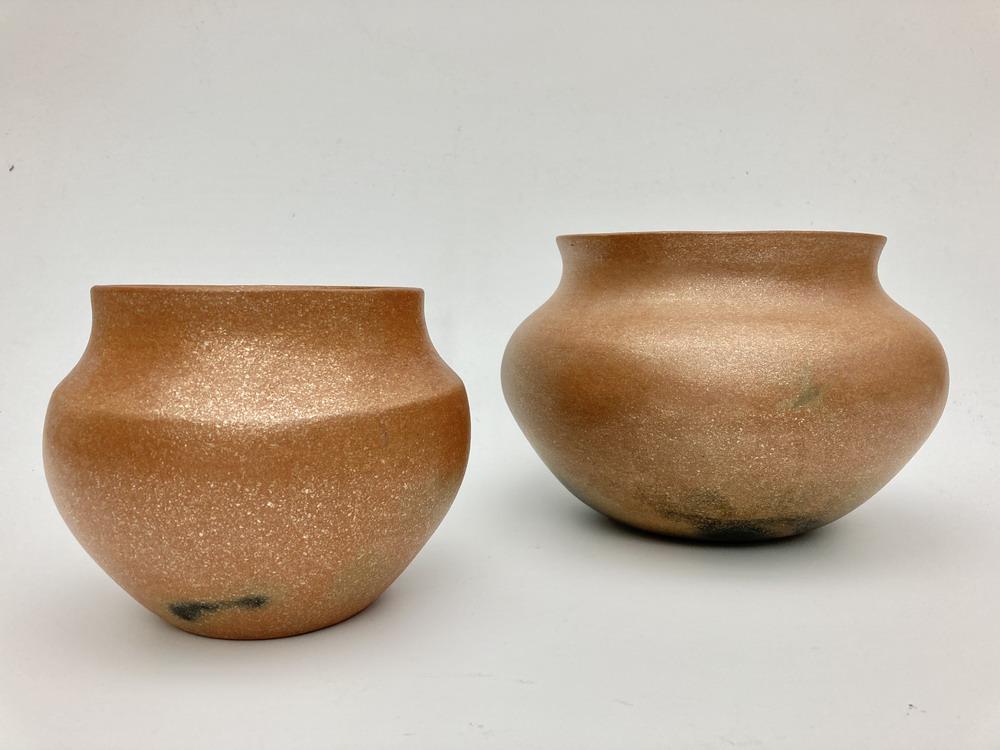 BRIAN GROSSNICKLE (American, 20th Century). Two Tijeras (New Mexico) Mica Clay Vessels, Small (1 of 3)