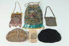 COLLECTION OF FIVE VINTAGE BEADED AND MESH PURSES, - Largest, 9 3/4 in. x 7 in.