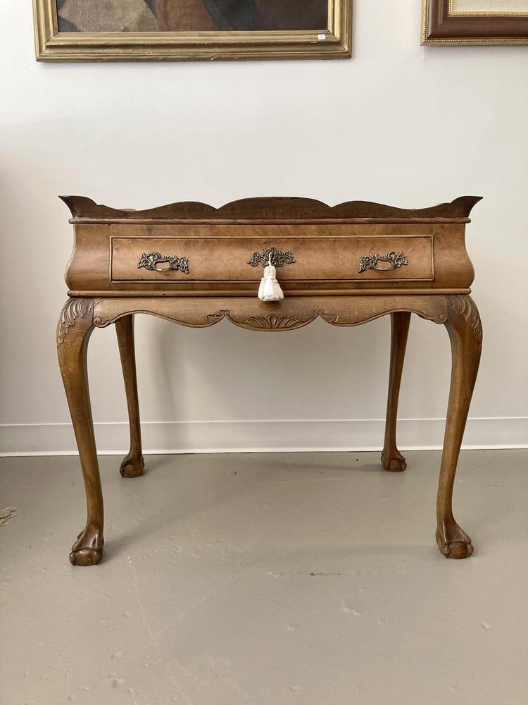 GEORGE III FRUITWOOD ONE-DRAWER SIDE TABLE IN THE MODIFIED CHIPPENDALE TASTE. - H: 30"; Top, 32 1/4" (1 of 9)