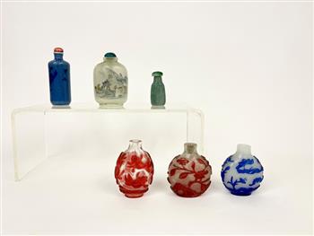 SIX ASSORTED CHINESE SNUFF BOTTLES. - Tallest, H: 3 3/8". (1 of 11)