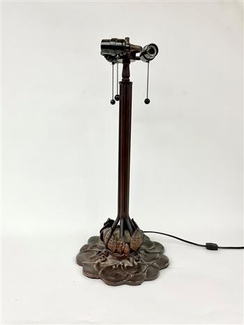 TIFFANY STYLE ART NOUVEAU-INSPIRED BRONZED TABLE LAMP BASE. - H: 25 1/2 in. (1 of 4)