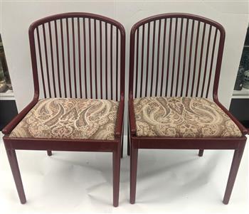 SET NINE STENDIG MID-CENTURY MODERN MAROON LACQUERED WOOD DINING CHAIRS, Retaining original Stendig (1 of 20)