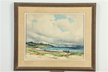 JOHN CUTHBERT HARE (American, 1908 - 1978). Coastal View, Watercolor on paper. Signed lower right (1 of 2)