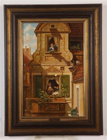 HANS K. NEUBERT (German, 20th Century). The Intercepted Love Letter, 1977, Oil on board artwork (1 of 7)