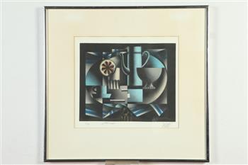 MARIO AVATI (French, 1921-2009). La Table Ovale, 1971, Limited edition color mezzotint numbered 24 (1 of 6)