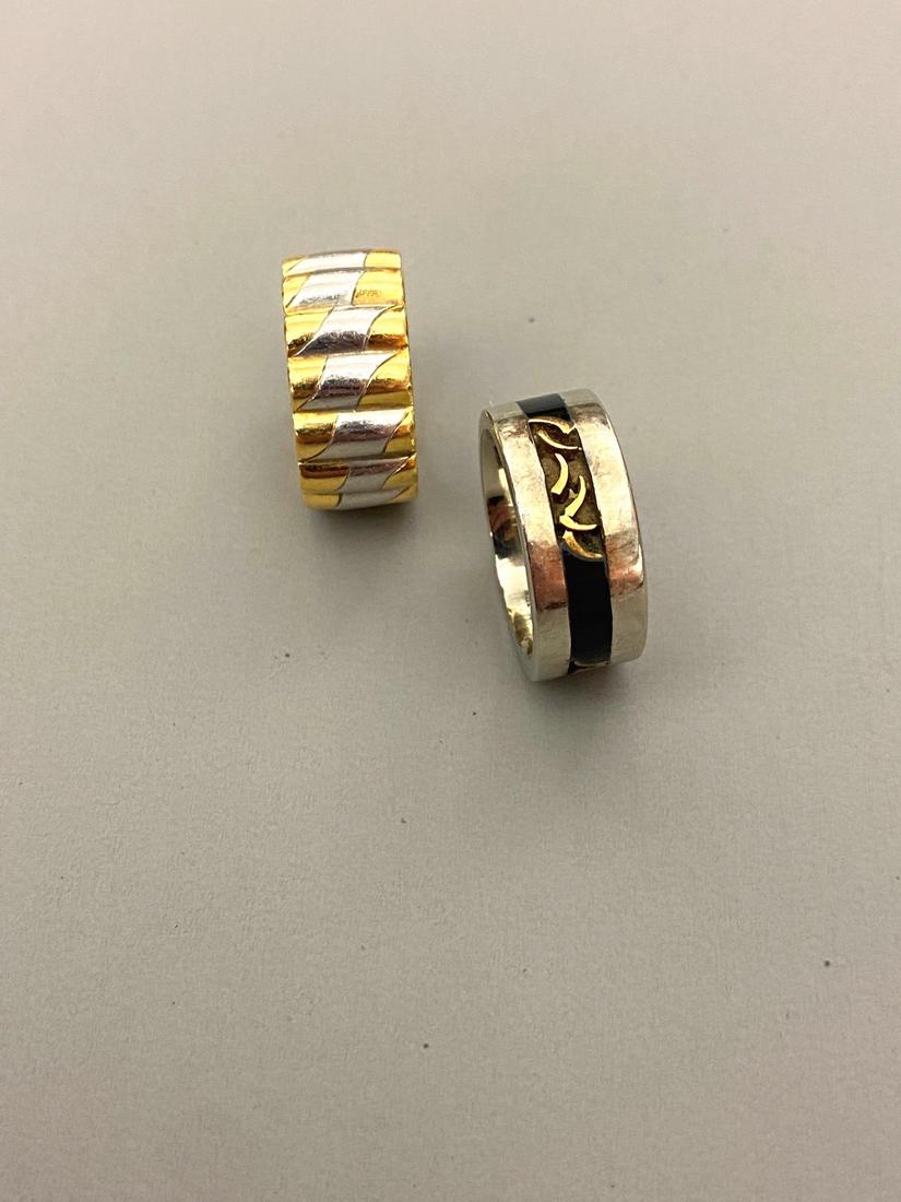 TWO CONTEMPORARY DESIGN GOLD BANDS, - Gross wt.: 14 dwt. (1 of 6)