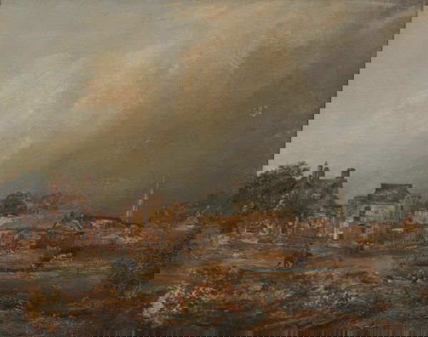 SCHOOL OF JOHN CONSTABLE (English, 1776-1837): SCHOOL OF JOHN CONSTABLE (English, 1776-1837). A FARM NEAR NORWICH, oil on canvas - 23 in. x 28 3/4 in. This painting was sold at Christies London on March 27, 1931 as a John Constable, titled The