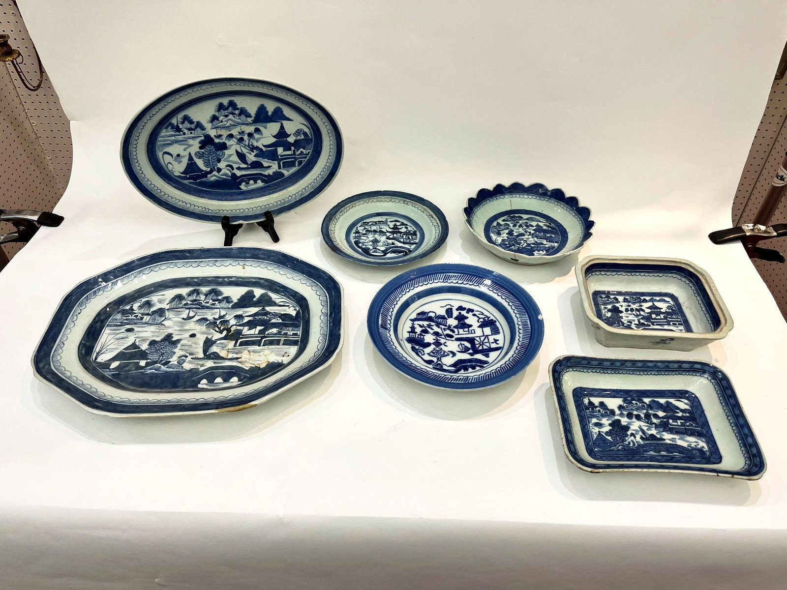 20 ASSORTED PIECES CHINESE CANTON PORCELAIN, - Largest, platter, L; 16 in. Many with imperfections. (1 of 15)
