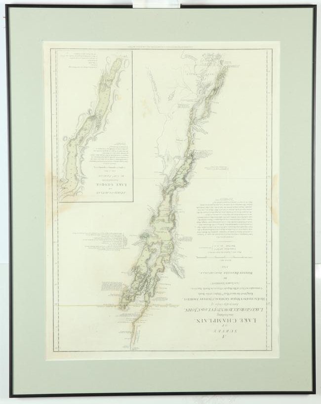 IIMPORTANT 18TH C. REVOLUTIONARY WAR PERIOD MAP: SURVEY OF LAKE CHAMPLAIN, 1776 (1 of 13)