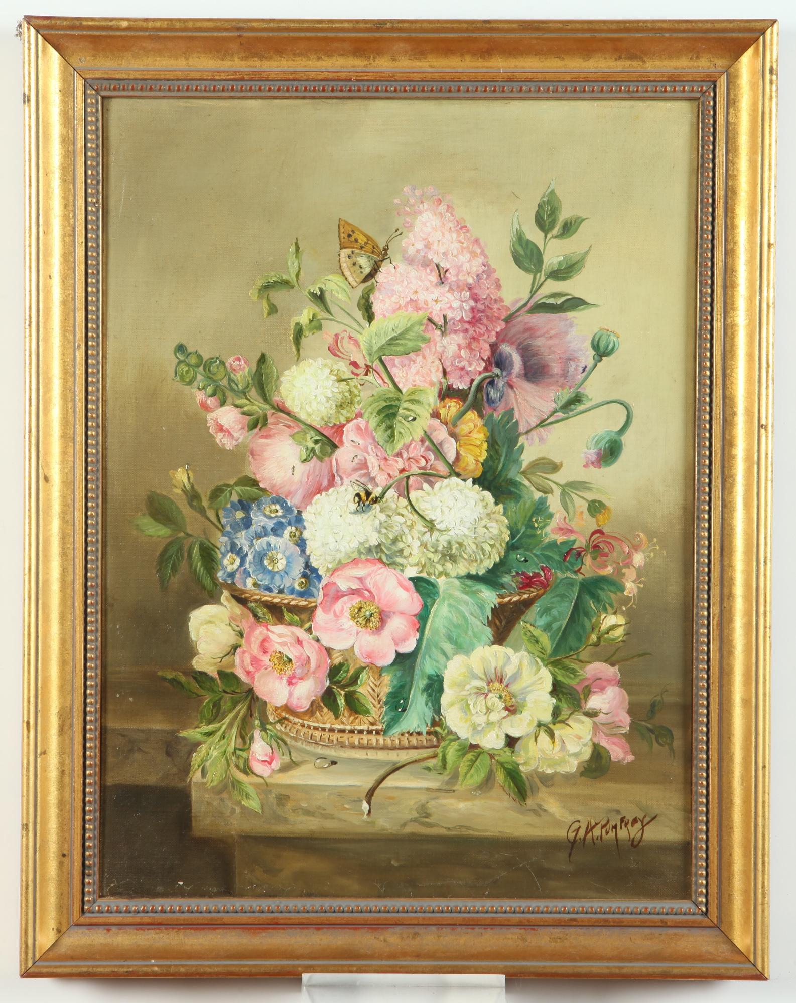 G. K. PUMFREY (English, 20th Century). Summer Flowers Bouquet, Oil on canvas. Signed right hand (1 of 2)