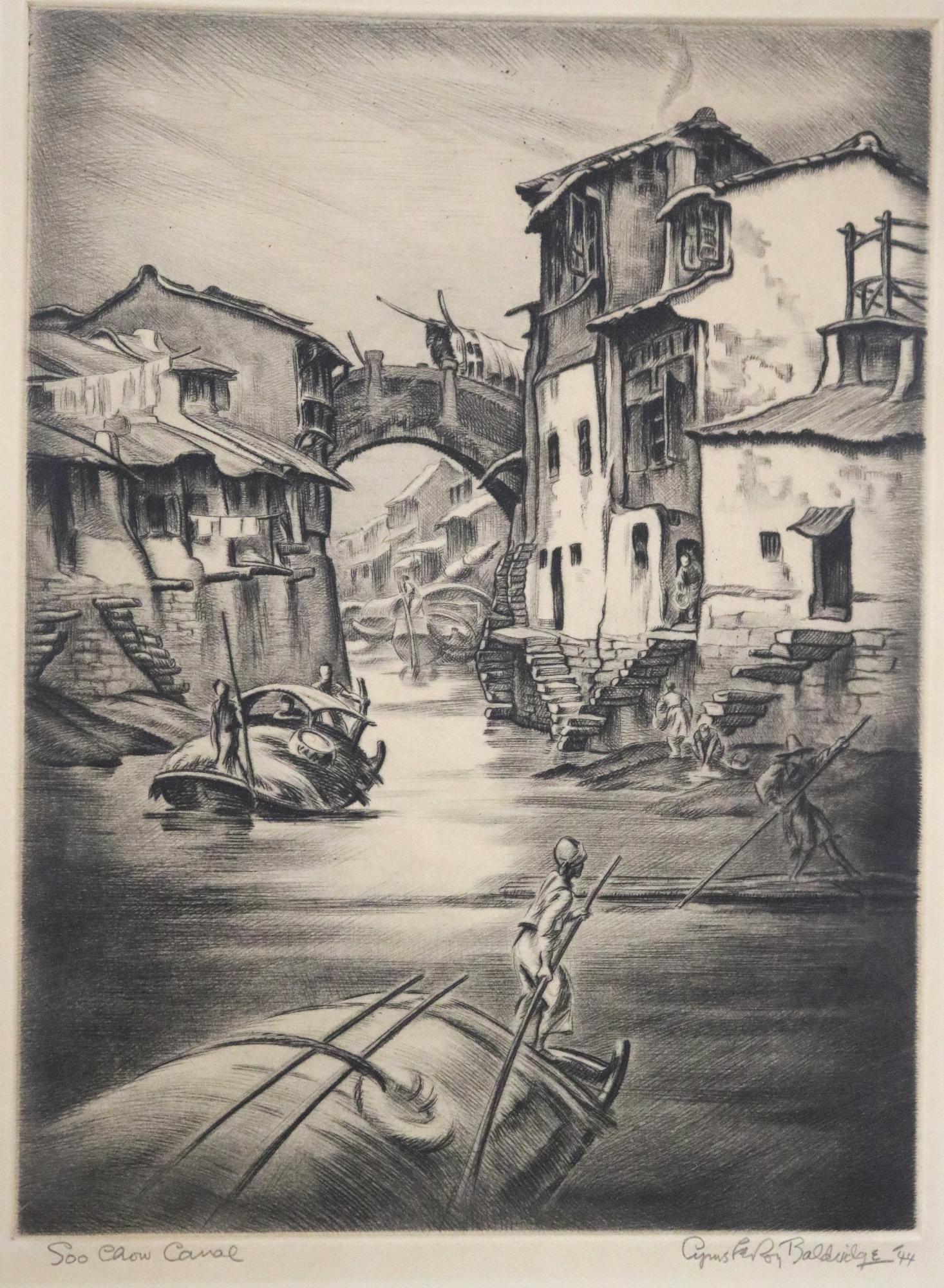 CYRUS LEROY BALDRIDGE (American, 1989-1977). Soo Chow Canal, 1944, Limited edition drypoint of 200 (1 of 10)