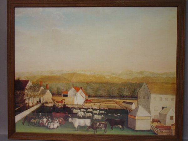 Edward Hicks. "Fruit in Wicker Basket.": Edward Hicks. "Fruit in Wicker Basket." 22 in. x 29 7/8 in. together with, "Leedham Farm."