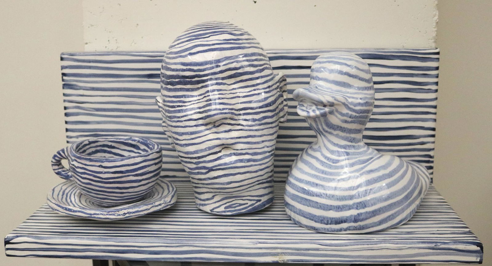 TRE ARENZ (American, 1953 - 2003). Untitled, 1994 and 1995, Five hand-painted glazed clay ceramic (1 of 18)