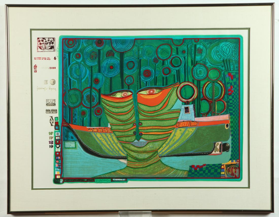 FRIEDENSREICH HUNDERTWASSER (Austrian, 1928-2000). Columbus Regentag in India, 1972, Limited edition (1 of 6)