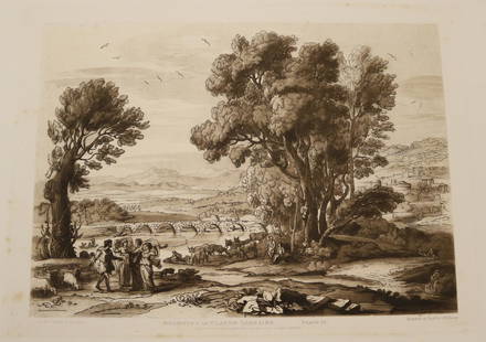 AFTER CLAUDE LORRAIN (French, 1600-1682). Three Works: Beauties of Claude Lorraine, Three sepia: AFTER CLAUDE LORRAIN (French, 1600-1682). Three Works: Beauties of Claude Lorraine, Three sepia etching aquatints engraved by Thomas Goff Lupton (an English engraver and artist, 1791 - 1873). Works ar