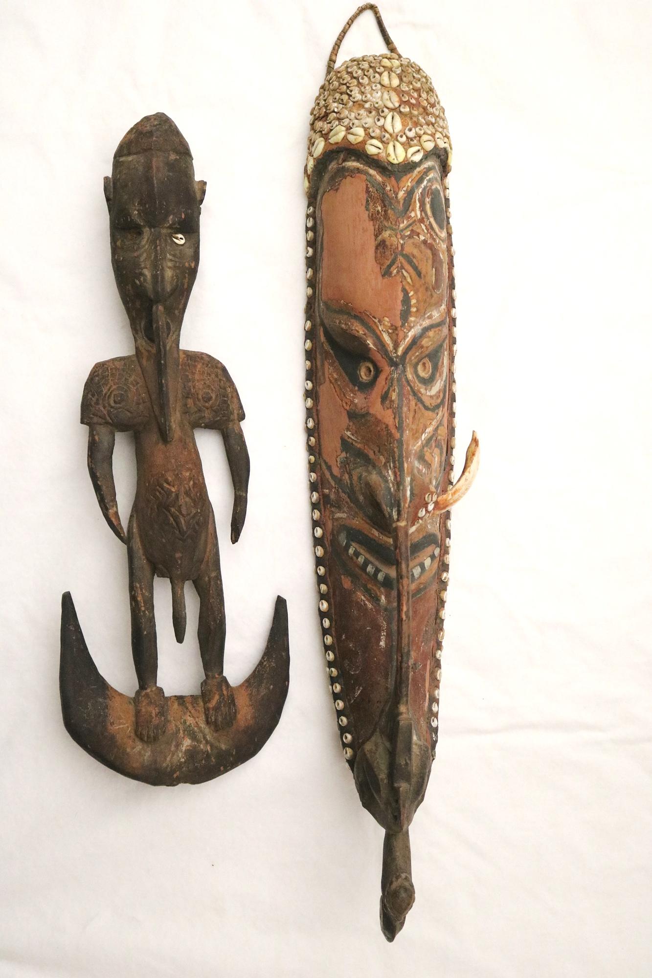 PAIR NEW GUINEA SEPTIK RIVER ITEMS, Mid 20th Century. - Height: 30 inches. (1 of 13)