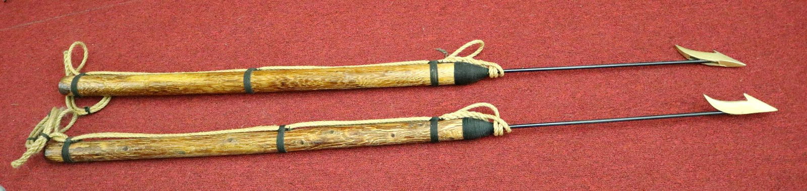 PAIR OF DECORATIVE WHALING HARPOONS, 20th century. - Length: 73 inches. (1 of 7)