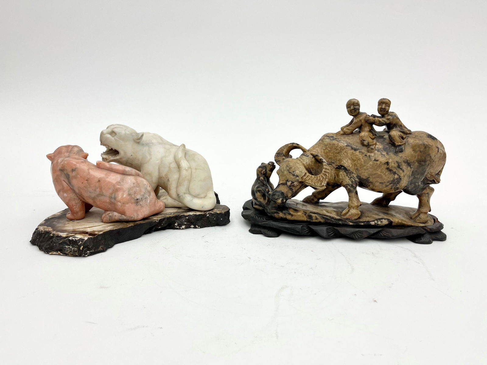 TWO CHINESE FIGURAL STONE CARVINGS, (1 of 10)