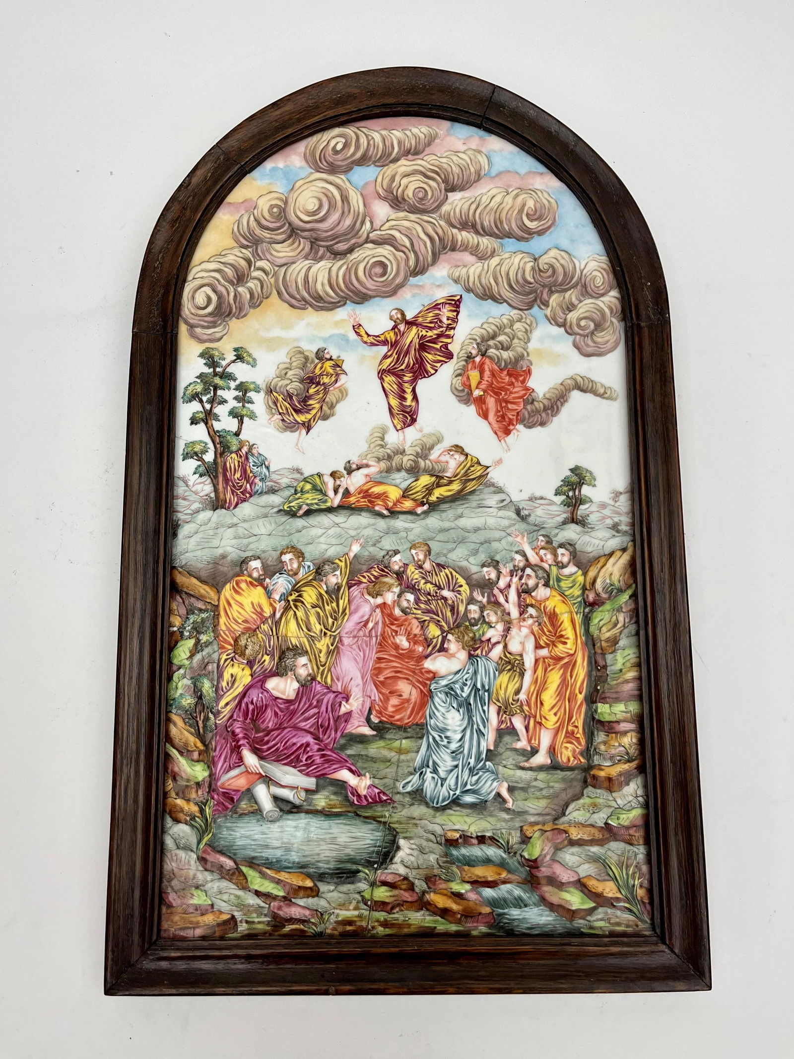 CAPO DI MONTE PORCELAIN DOME SHAPE PLAQUE, 19th century. - 19 1/2 in. x 11 in. (1 of 15)