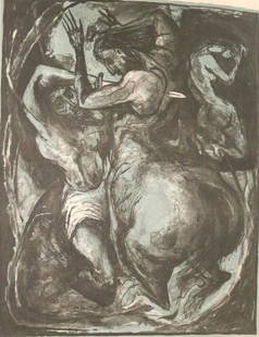 BENTON MURDOCH SPRUANCE (American, 1904-1967). Centaur V - The Hero, 1954, From Spruance's series: BENTON MURDOCH SPRUANCE (American, 1904-1967). Centaur V - The Hero, 1954, From Spruance's series "The Centaurs," two color lithograph on off-white wove paper. Pencil signed, titled, and dated at base