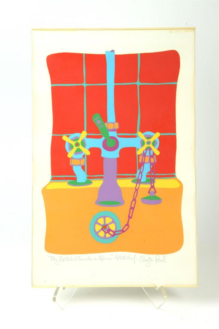 CLAYTON POND (American, born 1942). My Bathtub Faucets In Africa, 1967, "Artist proof" serigraph. (1 of 1)
