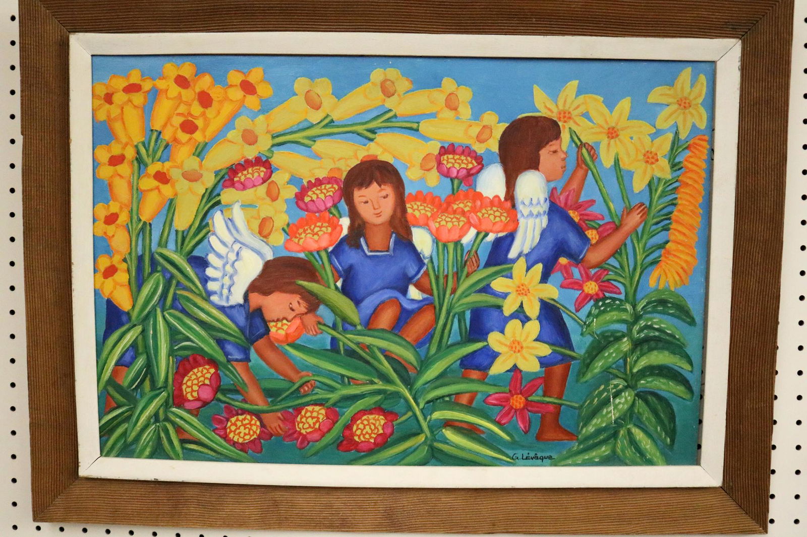 GABRIEL LEVEQUE (Haitian, b. 1923). THREE ANGELS, signed lower right. Oil on board. (1 of 12)