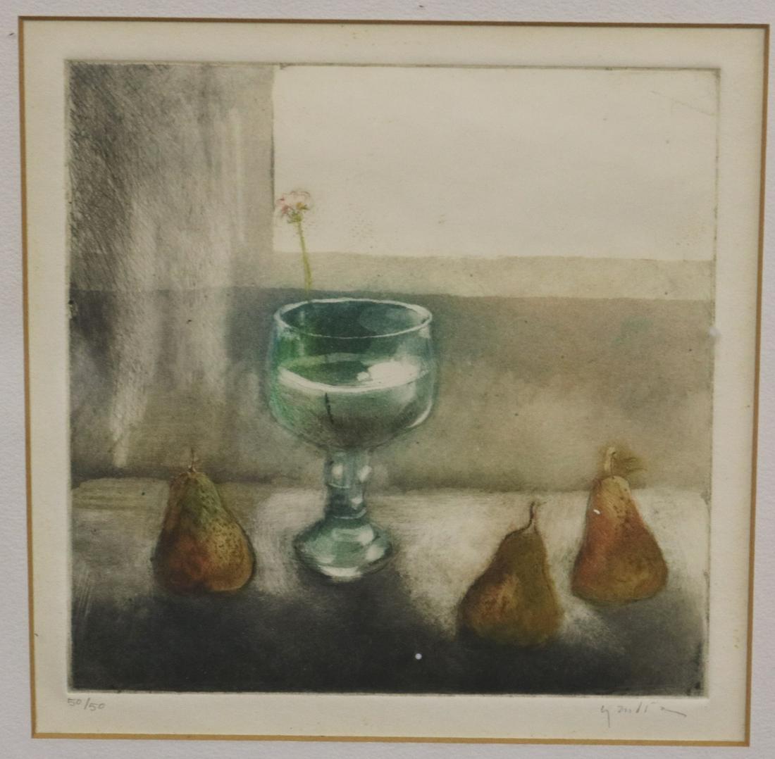 VICENTE GANDIA (Mexican, 1935 - 2009). Tres Peras y una Flor, Limited edition engraving with colors (1 of 9)