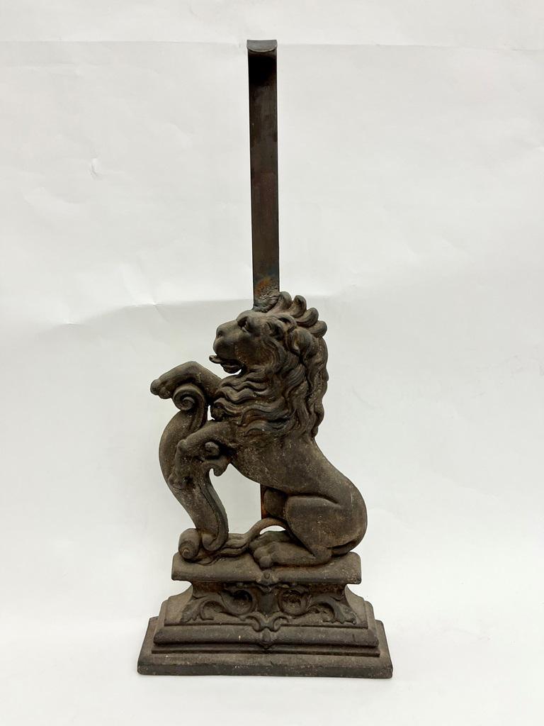 LATE 19TH-EARLY 20TH CAST IRON REARING LION DOORSTOP. - H: 24 in.. (1 of 9)