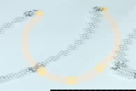 SIGNED TIFFANY & CO. 18K (750) YELLOW GOLD, DIAMOND AND CULTURED PEARL "DOGWOOD" CHOKER. - L: 16".