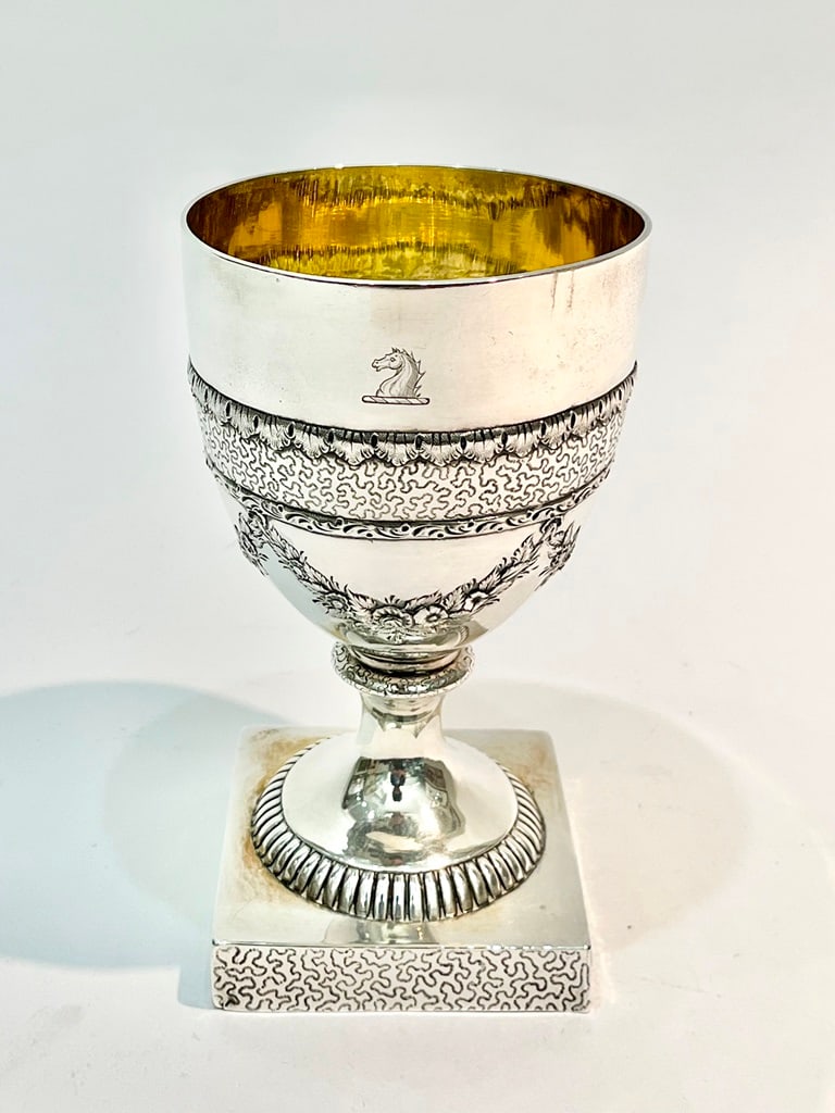 GEORGE III SILVER GOBLET. Made London, 1806, by William Fountain. - H: 5 3/4", Wt: 9" troy oz. (1 of 6)