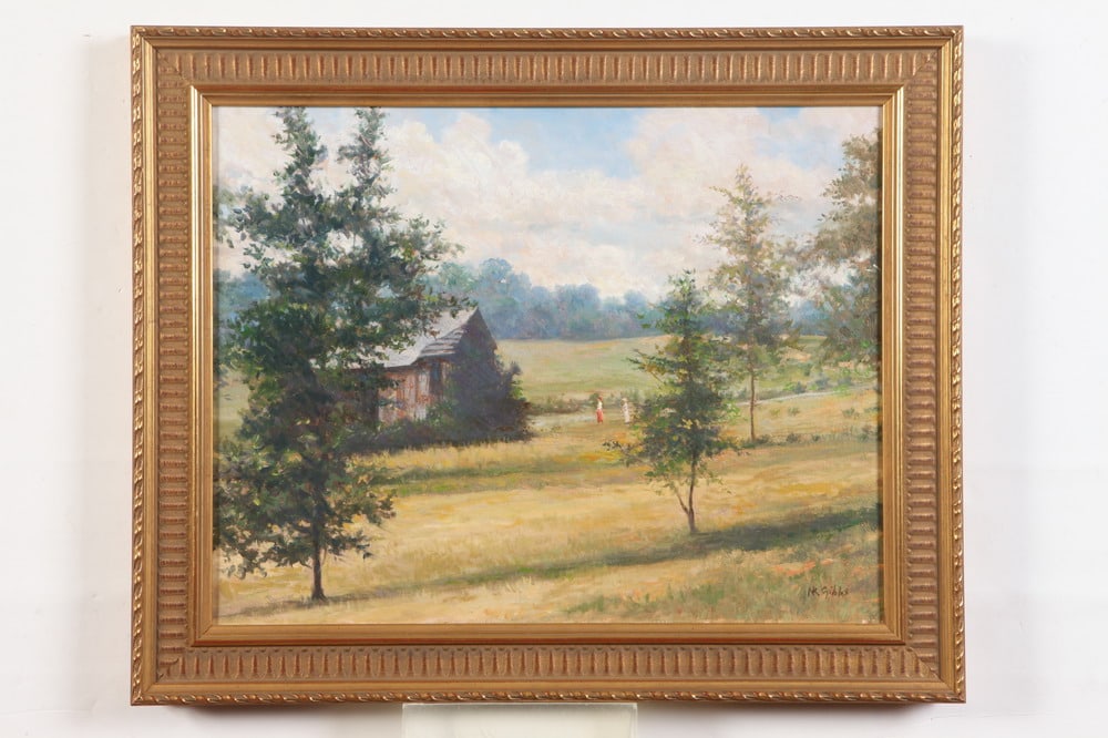 NATHANIEL R. GIBBS, (American, 1948-2018.). Barn in Landscape, oil on canvas, signed lower right (1 of 2)