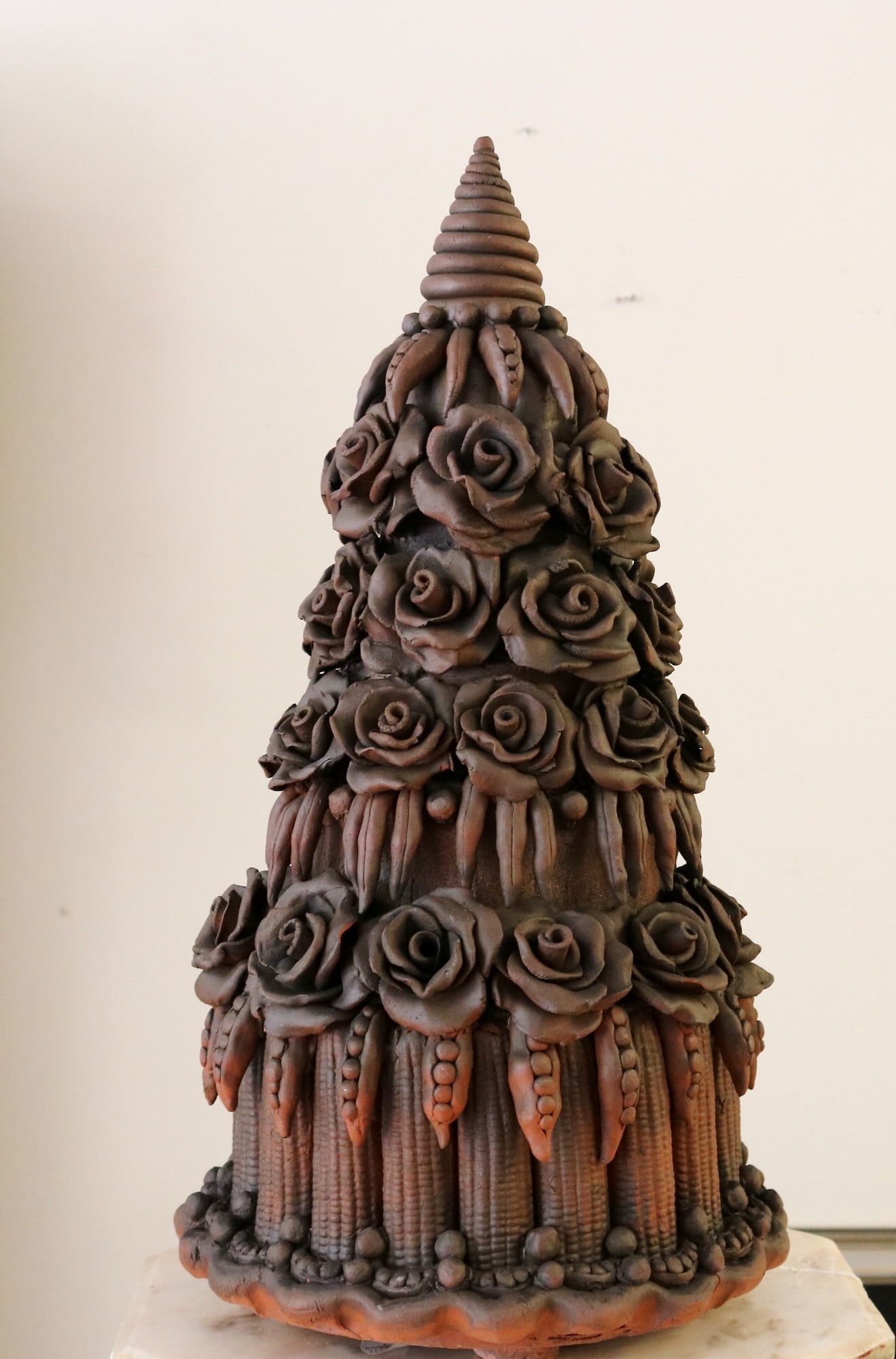 LISA MARIE LUDWIG (American, 20th century). Chocolate Vegetable Cake, Handmade ceramic clay glazed (1 of 17)