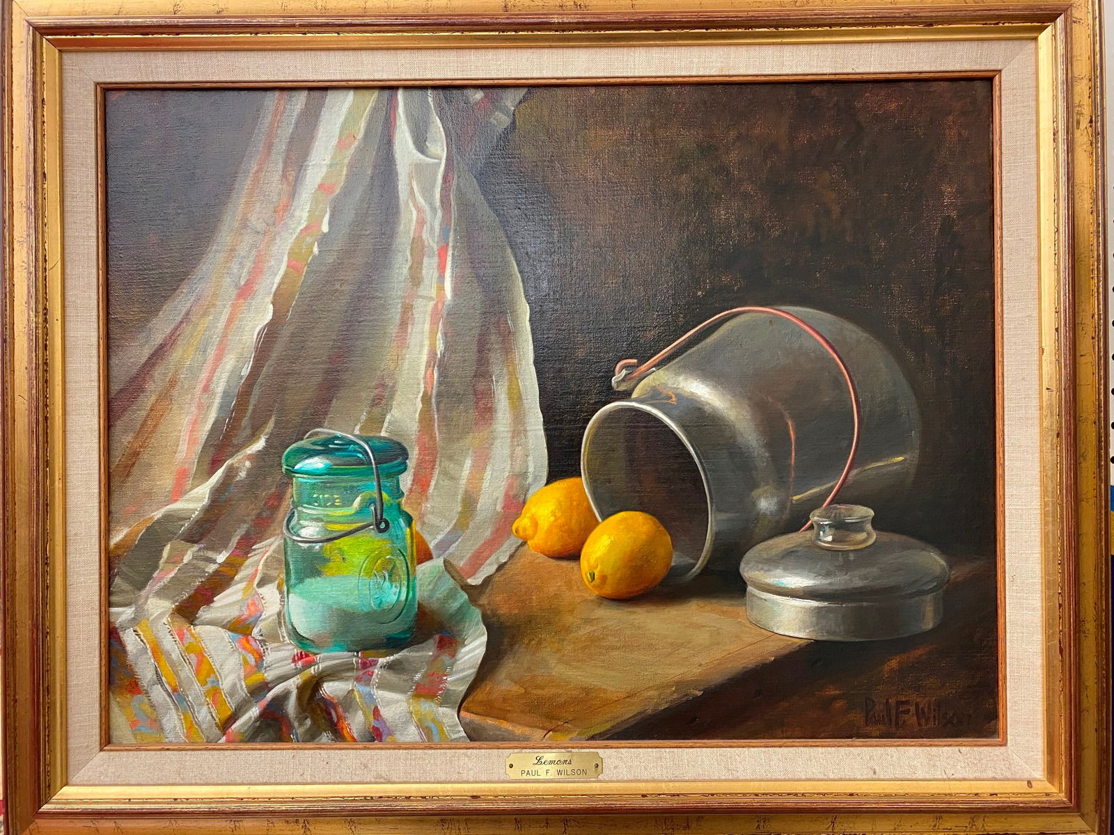 PAUL F. WILSON (American, born 1945). Lemons, Oil on canvas. Signed lower right-hand corner. Framed. (1 of 10)
