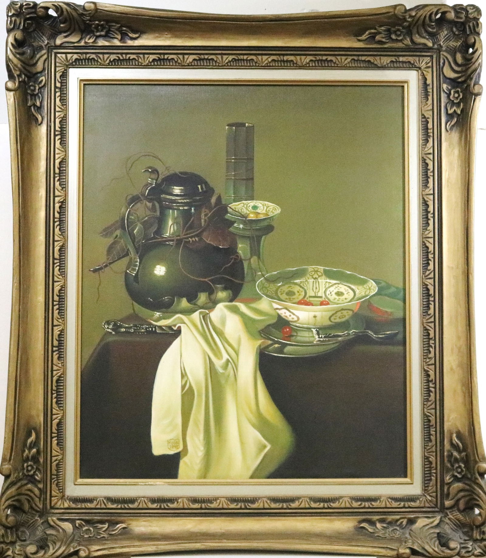 KOREAN SCHOOL (20TH century). Still Life with a Pewter Flagon and Two Ming Bowls, 1975, Oil (1 of 20)
