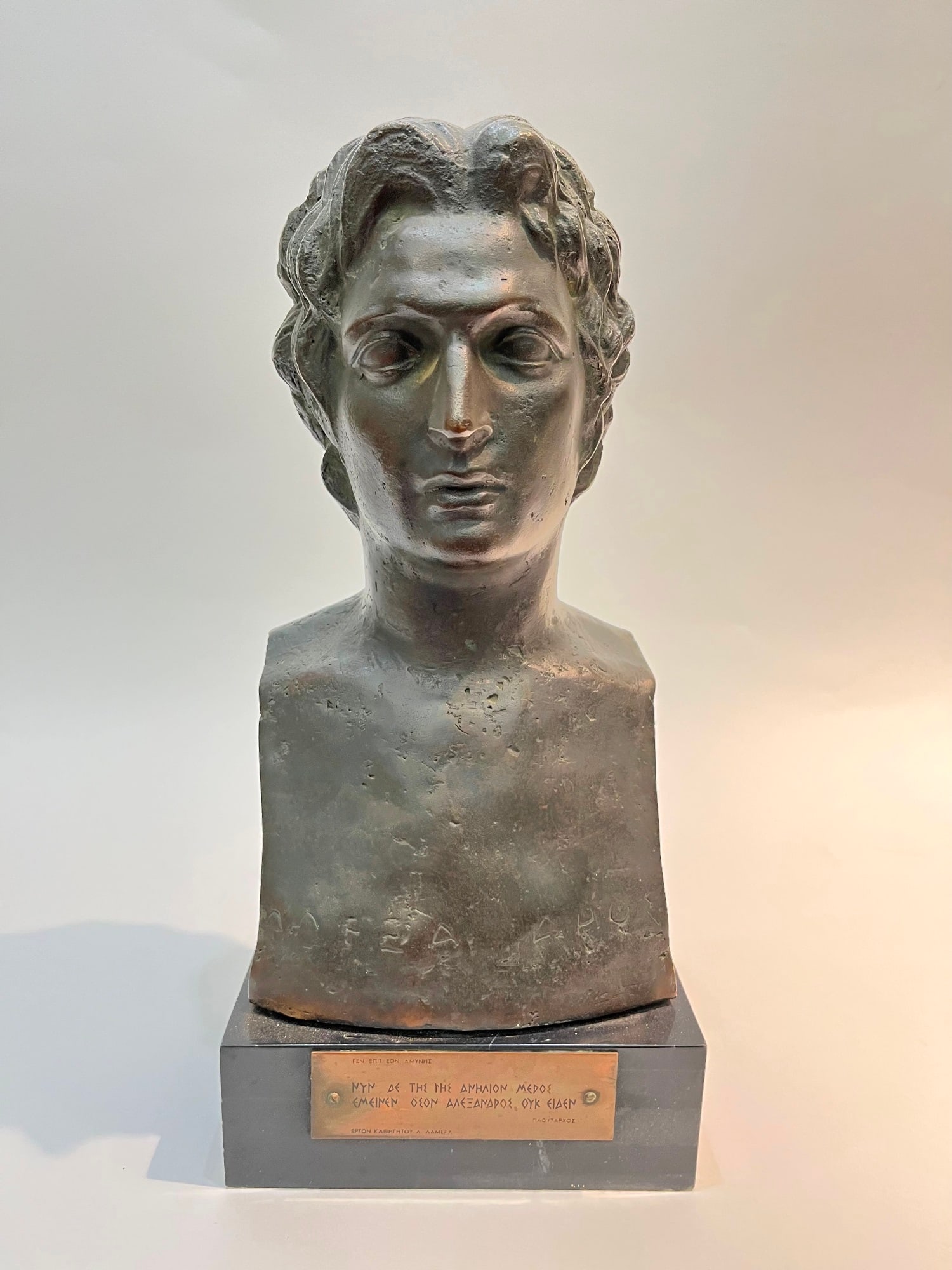 LAZAROS LAMERAS (Greek, 1913 - 1998). BUST, Bronze presented on a wooden base. Signed in the back. (1 of 16)