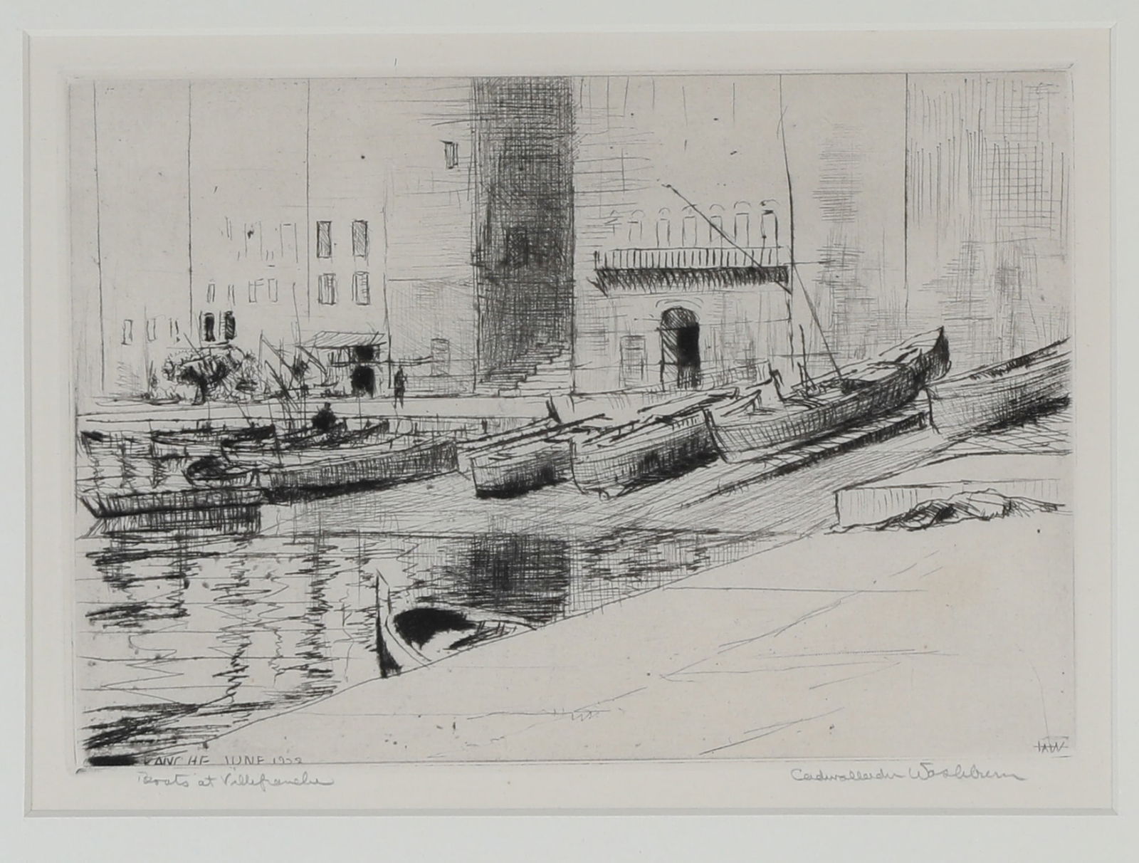 CADWALLADER LINCOLN WASHBURN (American, 1866 - 1965). Italian Harbor, engraving. Pencil signed. (1 of 4)