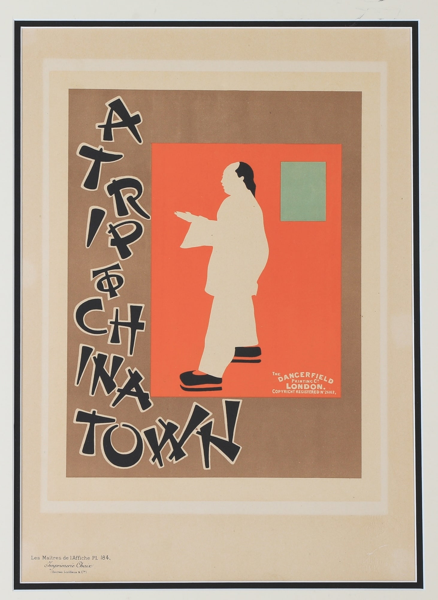 BEGGARSTAFFS: WILLIAM NICHOLSON AND JAMES PRYDE (English / Scottish, 19th / 20th century). A TRIP TO: BEGGARSTAFFS: WILLIAM NICHOLSON AND JAMES PRYDE (English / Scottish, 19th / 20th century). A TRIP TO CHINATOWN MUSICAL POSTER, PLATE 184, CIRCA 1895, "Beggarstaffs" (active: 1893-1899) was the pseudon