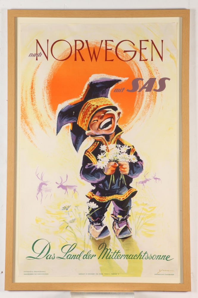 KNUT YRAN (Norway, 1920-1998). Norwegen - Das Land der Mitternachtssonne, circa 1958, Travel poster (1 of 1)
