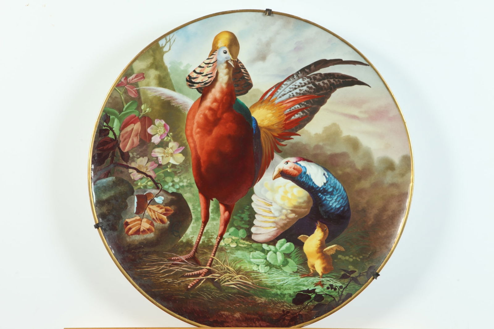 LIMOGES PORCELAIN CHARGER DECORATED WITH PHEASANT SCENE. - D: 19 3/4 in. (1 of 16)