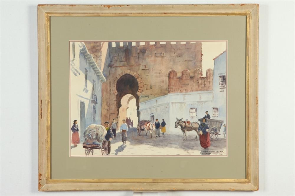JOHN LAVALLE (American, 1896 - 1971). Moorish Gate, Carmona (Spain), 1954, Watercolor on paper. (1 of 2)