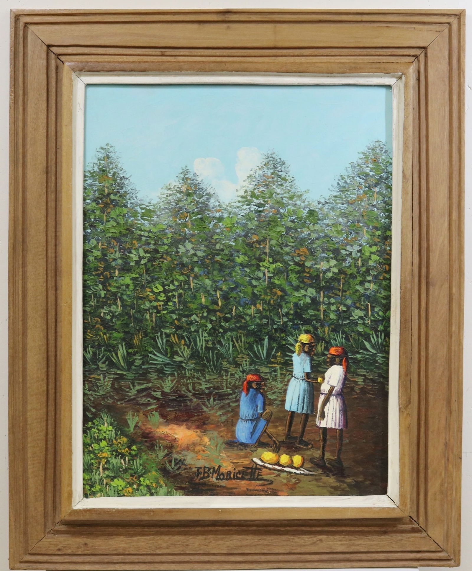 J.B MORICETTE (Haitian, 20th century). Coming Home from the Market, Oil on canvas. Signed at base. (1 of 18)
