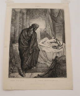 THEODORE CHASSERIAU (French, 1819-1856). "Yet she must die": plate 11 from Othello (Act 5, Scene 2),: THEODORE CHASSERIAU (French, 1819-1856). "Yet she must die": plate 11 from Othello (Act 5, Scene 2), 1844, Etching or engraving based on a scene of the play "Othello" written by William Shakespeare. E