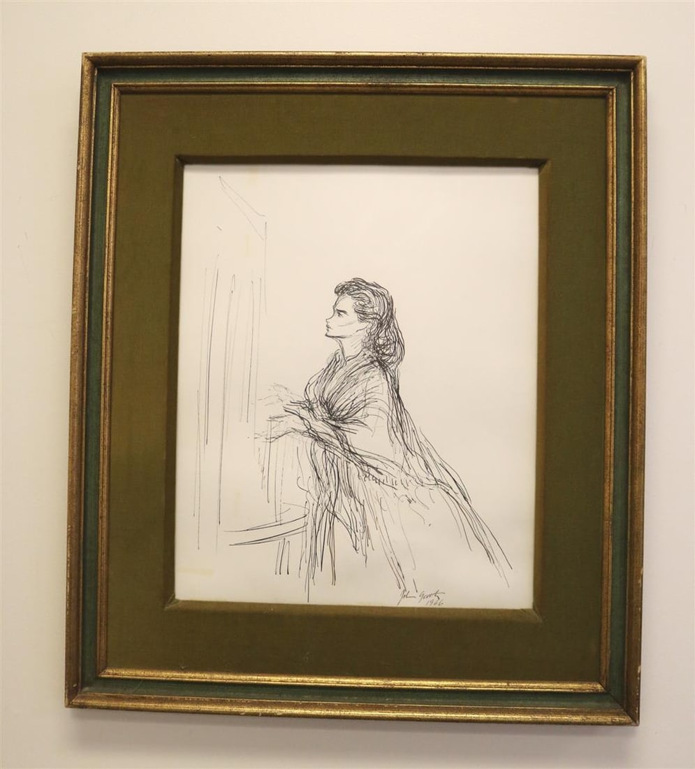 JOHN GARTH, (American, 1889 - 1971). A Lady's Profile, 1966, Ink on paper. Signed and dated lower (1 of 12)