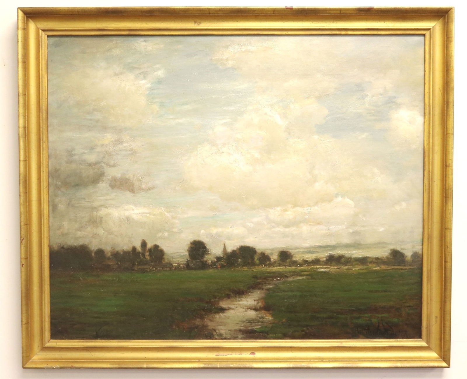 ARTHUR PARTON (American / British, 1842 - 1914). Landscape with Stream in Foreground, Oil on canvas. (1 of 18)