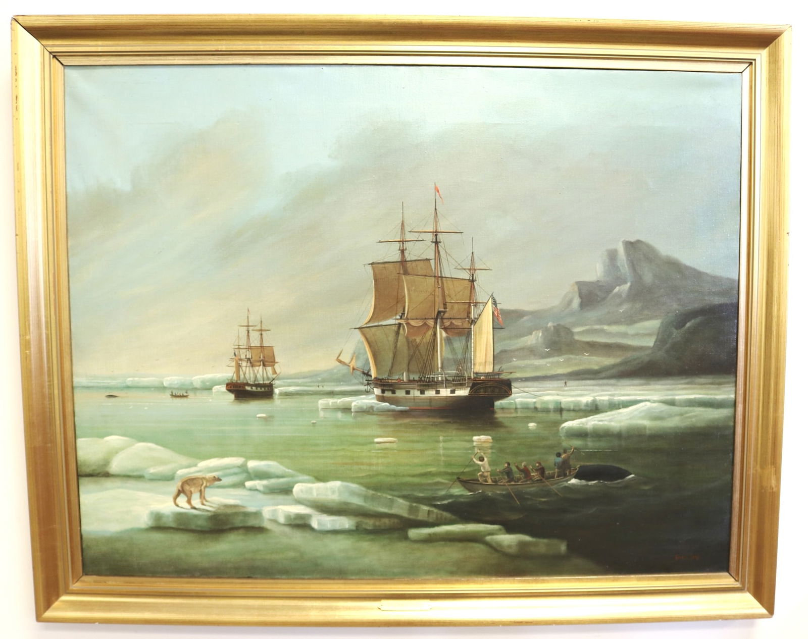 BRIAN COOLE (British, 1939). Polar Bear Hunters, Oil on canvas of a polar scene, in the foreground (1 of 20)