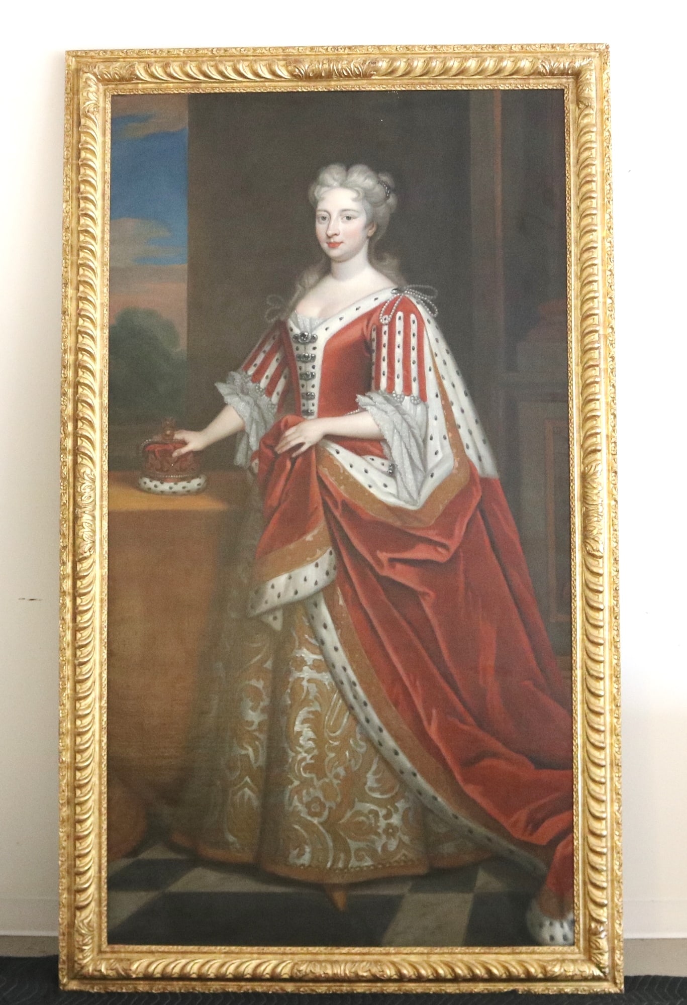 CHARLES JERVAS. (Irish, 1675 - 1739). Queen Caroline Wilhelmina of Brandenburg-Ansbach when: CHARLES JERVAS. (Irish, 1675 - 1739). Queen Caroline Wilhelmina of Brandenburg-Ansbach when Princess of Wales, Oil on canvas. Portrait of Queen Caroline of Ansbach (1683-1737) wearing ermine-trimmed r